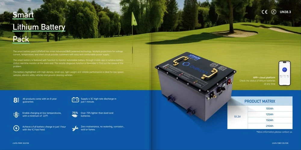 51 2v 105ah Lifepo4 Golf Cart Lithium Battery